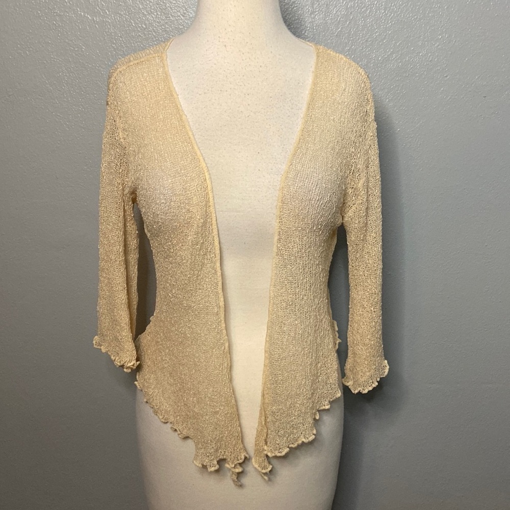 Tropical Vibrations Open Front Handmade Cardigan Cream